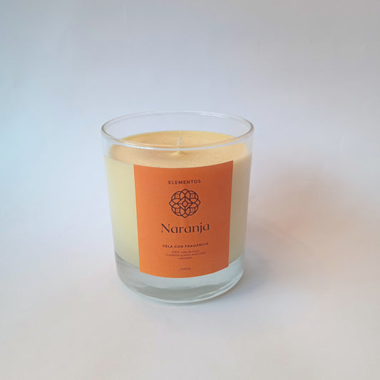 Vela De Vidrio Naranja